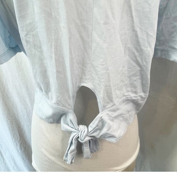 ALC Blue Monica Cotton Twist Front Short Sleeve Crop Womens T-Shirt Top Size XL - Picture 5 of 12